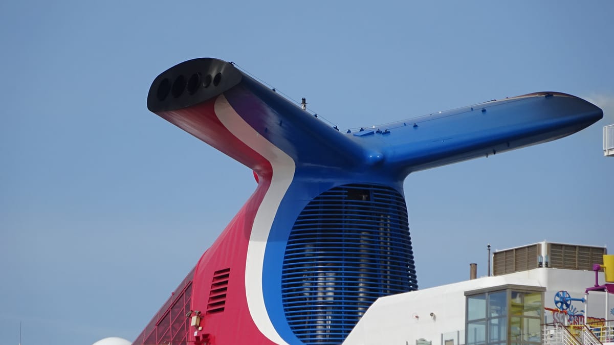 A Carnival funnel — the line's branding signature on every ship.