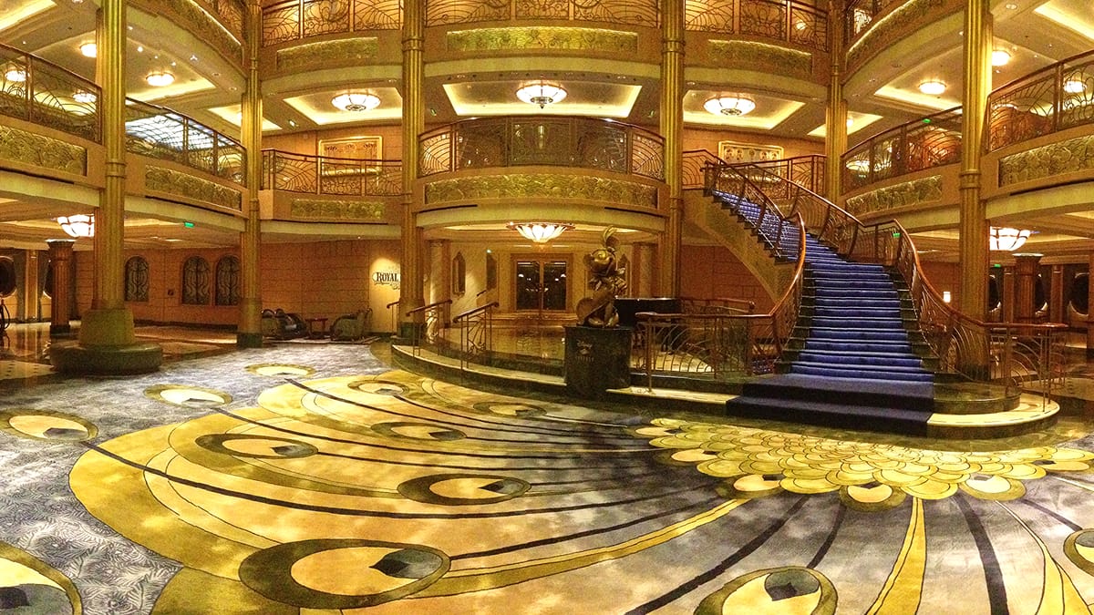 The atrium on Dream-class Disney Fantasy — the design language Wish-class evolves from.