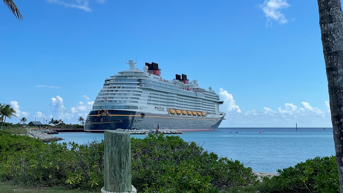 Disney Wish at Castaway Cay — the Wish-class private-island stop.