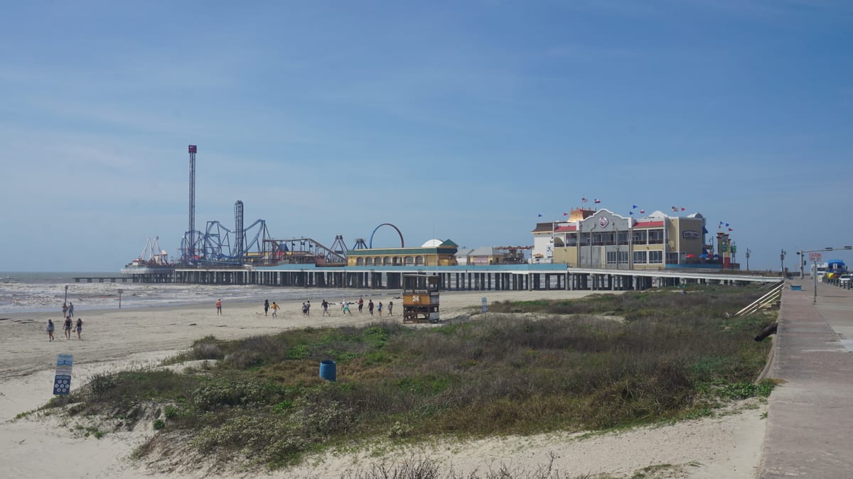 The Pleasure Pier from Seawall Boulevard.