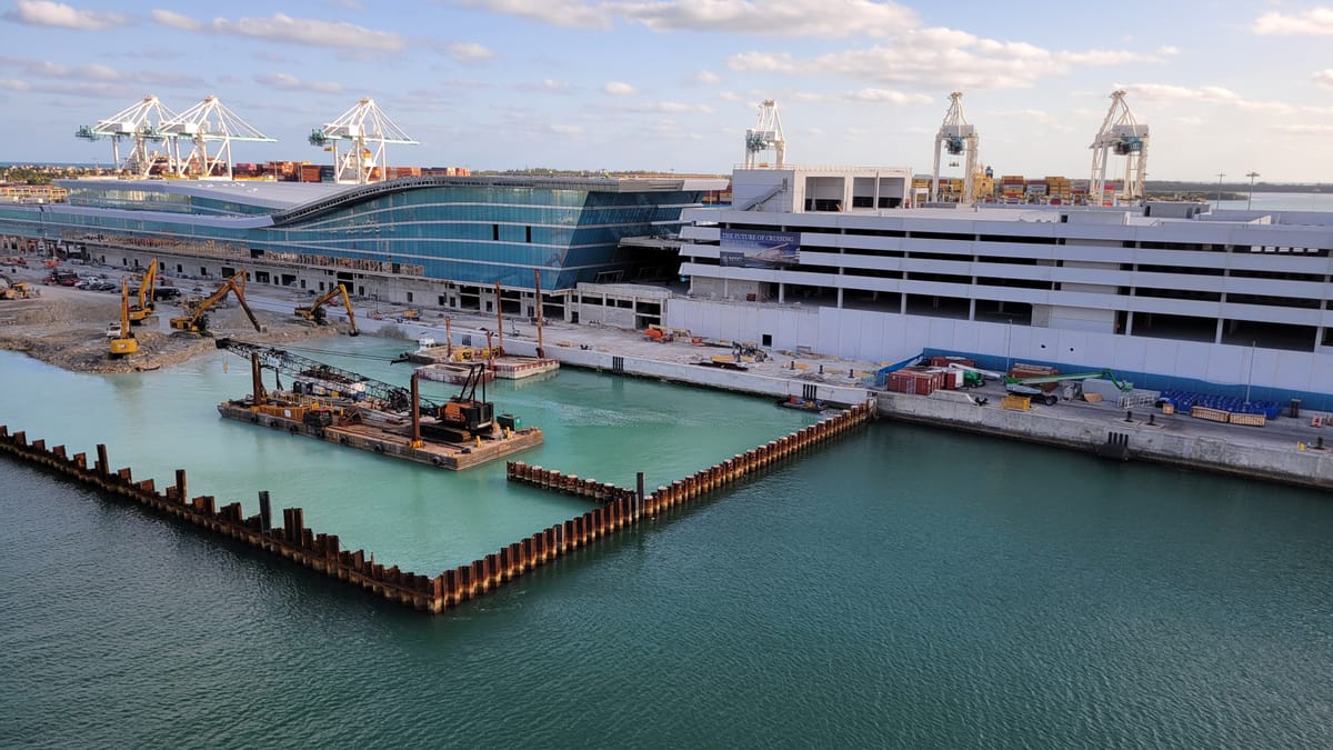 PortMiami's newer terminal construction — illustrative of the port's continuous expansion.