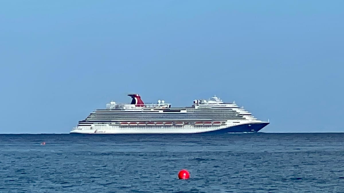 Carnival Horizon off Cozumel — the Caribbean is the volume itinerary for both lines.