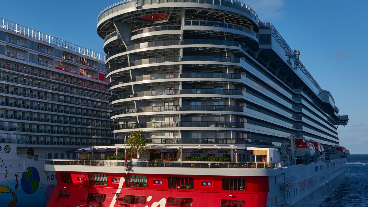 Scarlet Lady alongside in Cozumel — the Caribbean rotation Virgin runs from PortMiami.